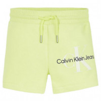 Reflective Monogram Shorts Light Aloe  CALVIN KLEIN
