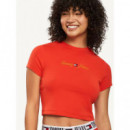 Tjw Linear Logo Tee Wagon Red  TOMMY JEANS