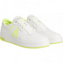 Cupsole Laceup Basket Low Poly White/saf  CALVIN KLEIN