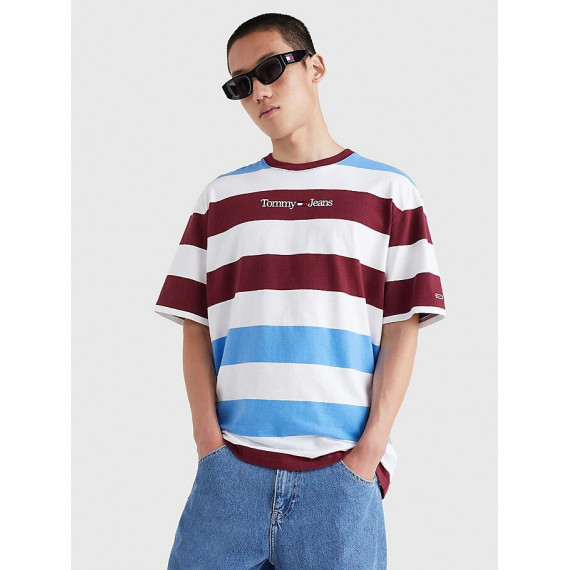 Tjm Skater Serif Stripe Tee White  TOMMY JEANS
