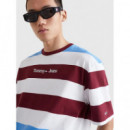 Tjm Skater Serif Stripe Tee White  TOMMY JEANS