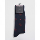 Th Men Sock Monogram Navy/rouge  TOMMY HILFIGER