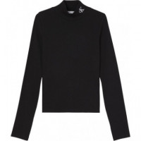 Rib Mock Neck Ck Black  CALVIN KLEIN