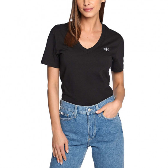 Micro Monologo Slim V-neck Tee Ck Black  CALVIN KLEIN