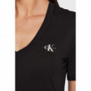Micro Monologo Slim V-neck Tee Ck Black  CALVIN KLEIN