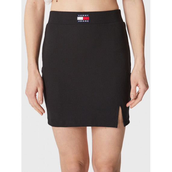 Tjw Badge Rib Mini Skirt Black  TOMMY JEANS