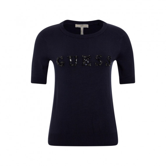 Chantal Rn Ss Swtr Blackened Blue  GUESS