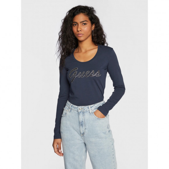 Ls Sn Adriana Tee Blackened Blue  GUESS