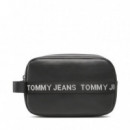 Tjm Essential Leather Washbag Black  TOMMY HILFIGER