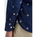 Spaced Out Monogram Rf Shirt Carbon Navy  TOMMY HILFIGER