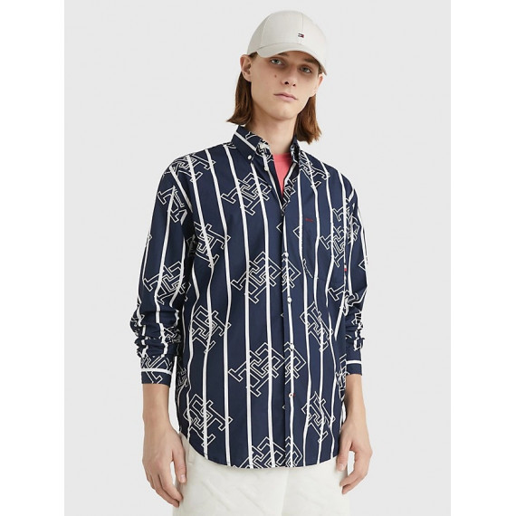 Monogram Sail Stripe Shirt Carbon Navy /  TOMMY HILFIGER