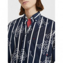 Monogram Sail Stripe Shirt Carbon Navy /  TOMMY HILFIGER