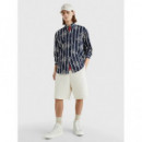Monogram Sail Stripe Shirt Carbon Navy /  TOMMY HILFIGER