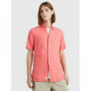 Pigment Dyed Linen Rf Shirt S/s Peach Du  TOMMY HILFIGER