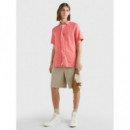 Pigment Dyed Linen Rf Shirt S/s Peach Du  TOMMY HILFIGER