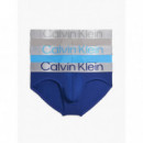 Hip Brief 3PK Mid Blue, Signature Blue,  CALVIN KLEIN