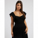 Ruffle Raina Top Black  GUESS