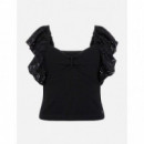 Ruffle Raina Top Black  GUESS