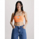 Badge Rib Bralette Top Crushed Orange  CALVIN KLEIN