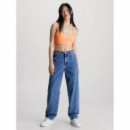 Badge Rib Bralette Top Crushed Orange  CALVIN KLEIN