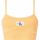 Badge Rib Bralette Top Crushed Orange  CALVIN KLEIN