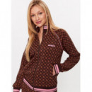 Aggie Full Zip Sweatshirt Aop Brown Olog  GUESS