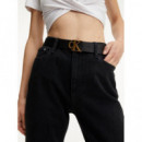 Round Mono Lthr Belt 35MM Black  CALVIN KLEIN