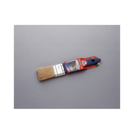 Brocha Plana Universal Mango Plastico Azul Esmaltar Pelo Blanco