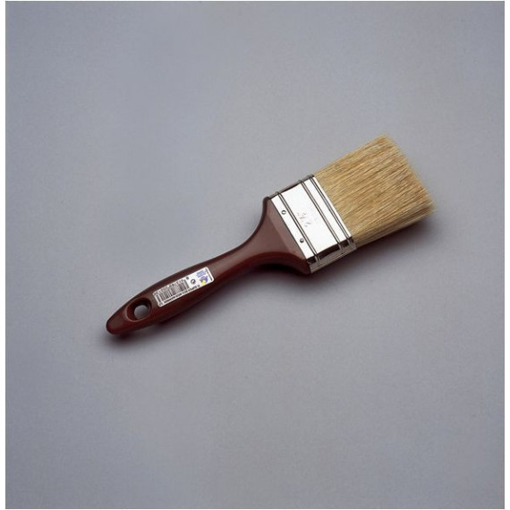 Brocha Plana Universal Super Mango Plastico Marron Pelo Blanco