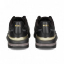 Deportivo Logo Oro Piel Negro  HUGO BOSS