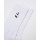 Calcetines LA PAZ Elías Off White Dark Navy Logo
