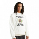 Sudadera TOMMY JEANS Boxy Luxe Blanca Pb