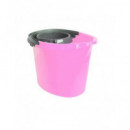 Cubo Semiovalado con Escurridor Rosa