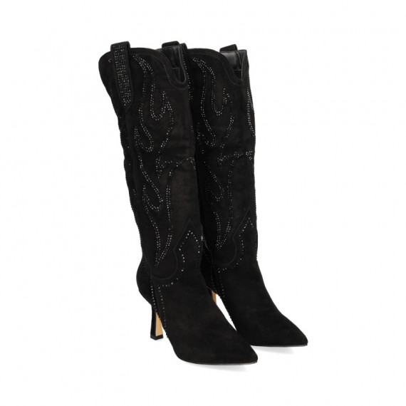 Bota Alta con Strassante Negro  ALMA EN PENA