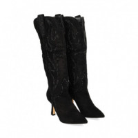 Bota Alta con Strassante Negro  ALMA EN PENA