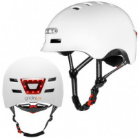 Casco Patinete Safe&go Blanco L Movilidad Urbana Led  GRIDINUX