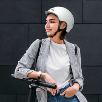 Casco Patinete Safe&go Blanco L Movilidad Urbana Led  GRIDINUX