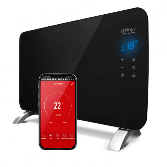 Radiador Eléctrico Cristal 1500W Calefacción Wifi App  GRIDINUX