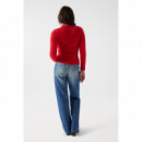 Jerséis y Sudaderas Jersey SALSA JEANS de Punto con Efecto Pelo Rojo