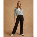 Pantalones Pantalón YERSE de Punto Ancho Chocolate