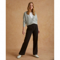 Pantalones Pantalón YERSE de Punto Ancho Chocolate