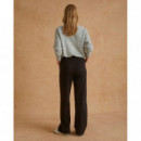 Pantalones Pantalón YERSE de Punto Ancho Chocolate