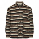Camisas Sobrecamisa ANERKJENDT Kotto de Lana a Rayas Chocolate Brown