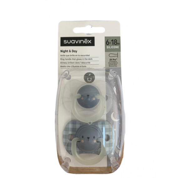 SUAVINEX Chupete Silicona T Fisiologica  Night & Day 6-18M
