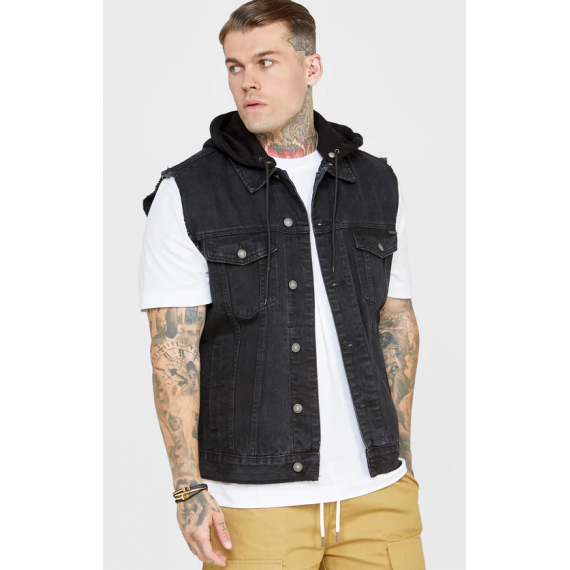 Chaleco Siksilk denim negro PB