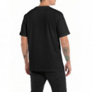 Camisetas Hombre Camiseta REPLAY de Punto con Cuello Redondo y Estampado Motero