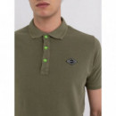 Polos Polo REPLAY con Estampado y Botones en Contraste Verde