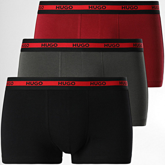 3PACK Boxer HUGO Negro-gris-rojo