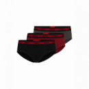 3PACK Slip HUGO Negro-gris-rojo