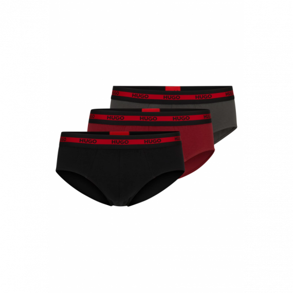 3PACK Slip HUGO Negro-gris-rojo